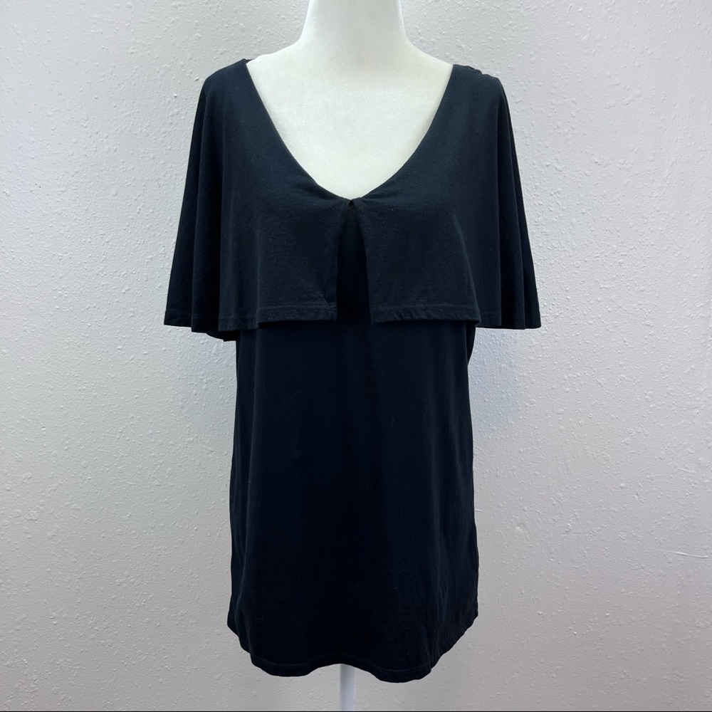 Soft Surroundings Shirt Womens Medium shawl collar cotton modal Black